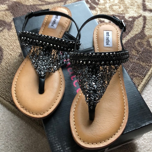 black gem sandals